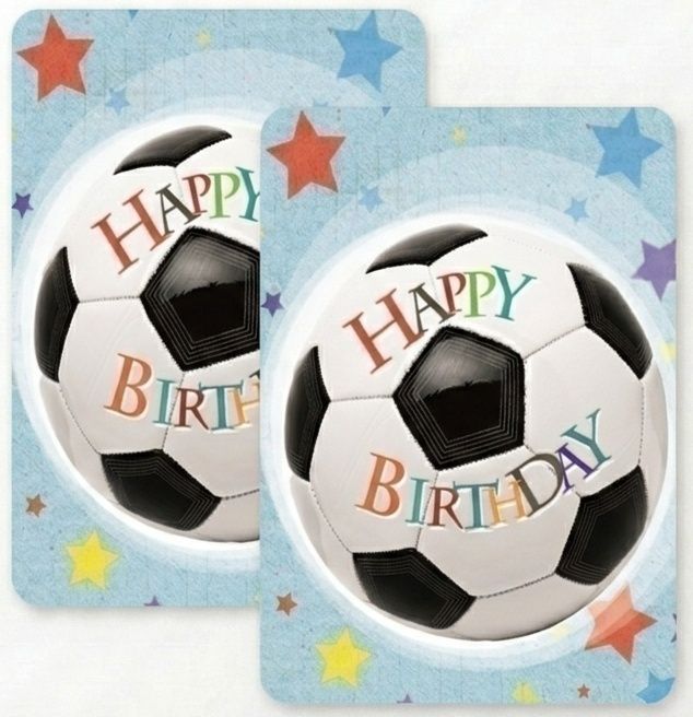 SimonElvin - Flat Gift Wrap & Tag Set - Happy Birthday Football - 6 Pcs