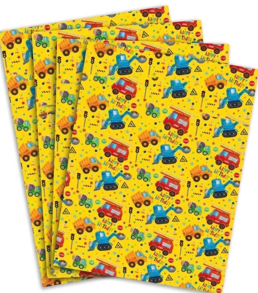 SimonElvin - Flat Gift Wrap & Tag Set - Toy Cars - 6 Pcs
