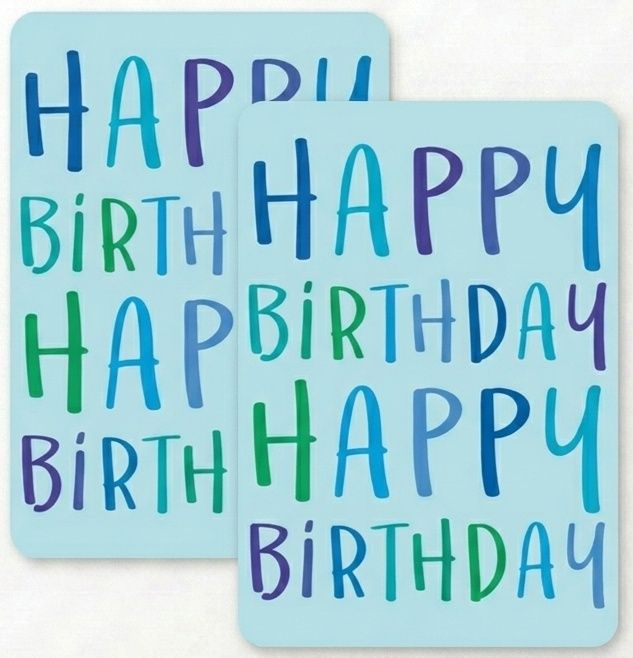 SimonElvin - Flat Gift Wrap & 2 Gift Tags - Happy Birthday Writing - 6 Pcs