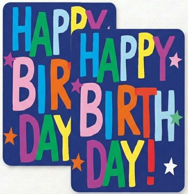 SimonElvin - Happy Birthday Themed Flat Gift Wrap & 2 Gift Tags - Blue - 6 Pcs