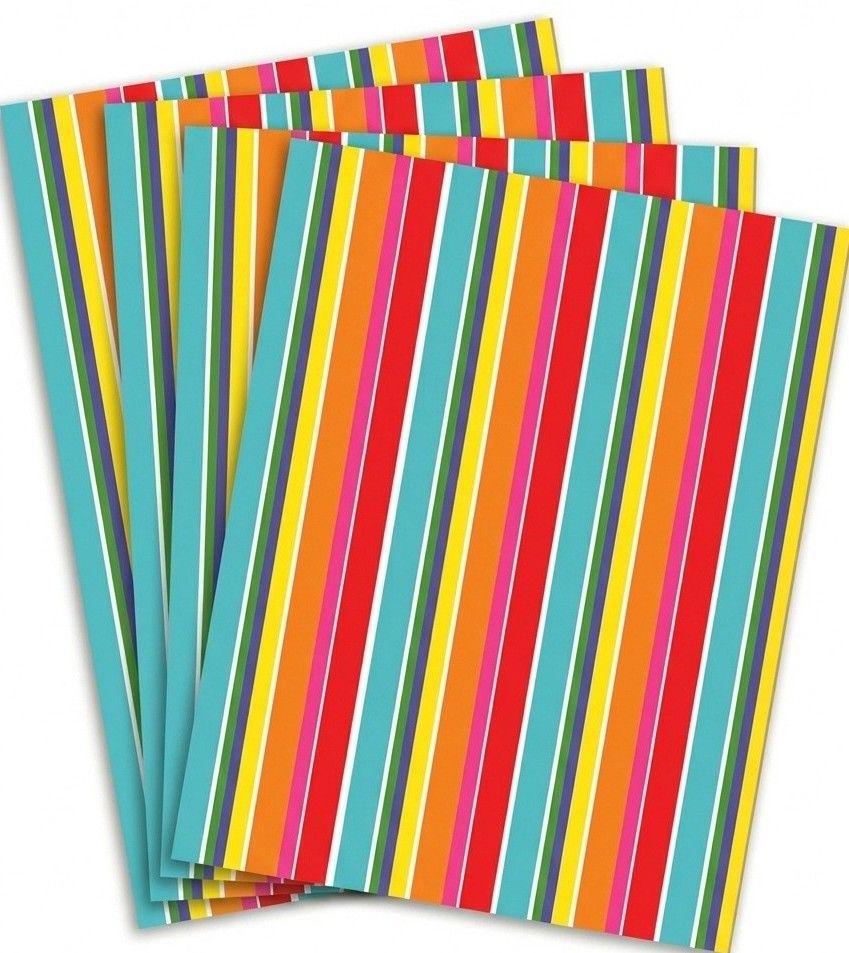 SimonElvin - Flat Gift Wrap & Tag Set - General Stripes - 6 Pcs
