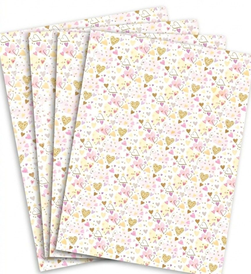 SimonElvin - Flat Gift Wrap & Tag Set - Love Heart - 6 Pcs