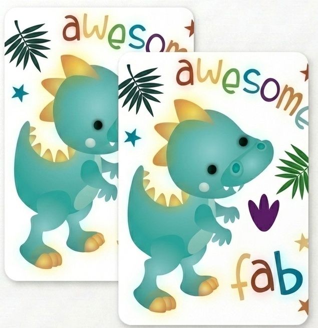 SimonElvin - Dino Themed Flat Gift Wrap & Tag Set - Multicolor - 6 Pcs