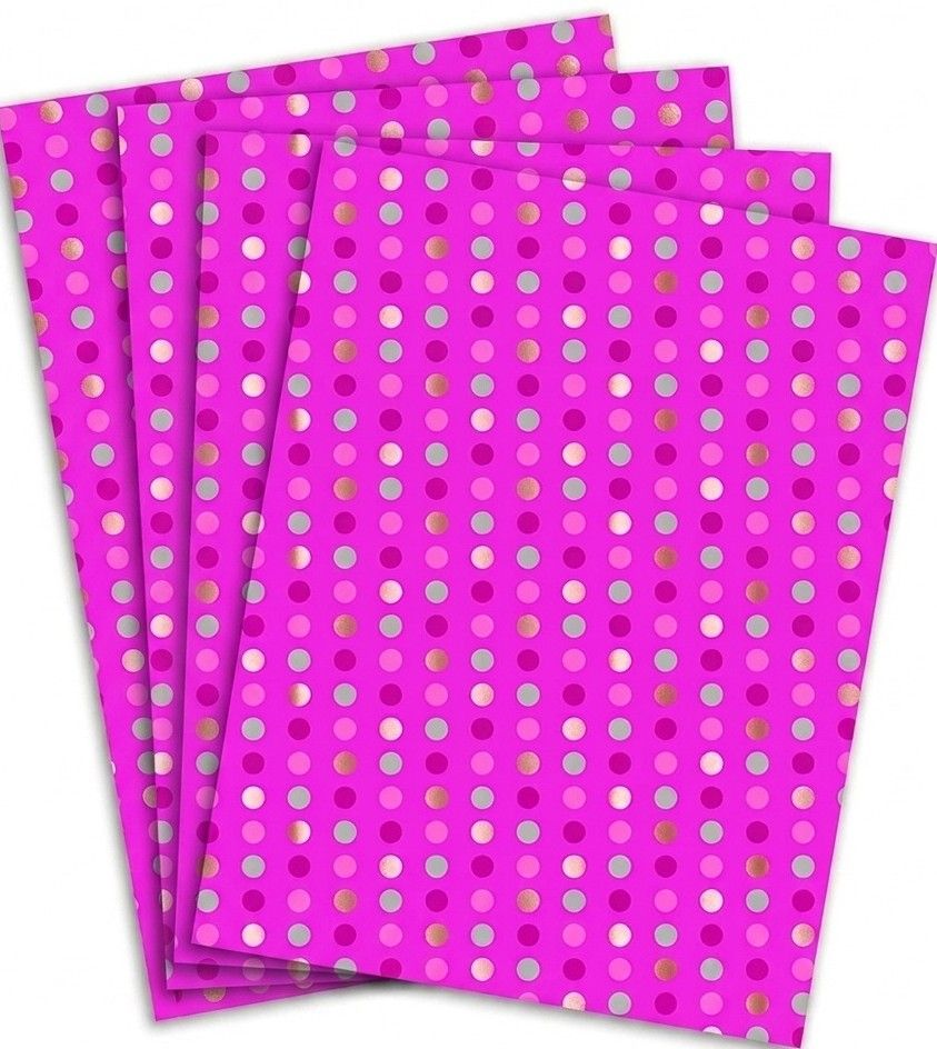 SimonElvin - Flat Gift Wrap & Tag Set - Designer Polka Dots - 6 Pcs