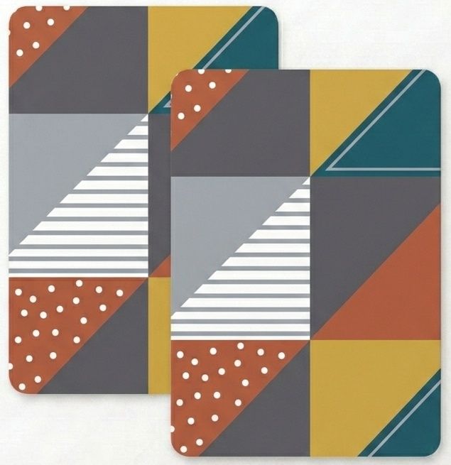 SimonElvin - Flat Gift Wrap With 2 Gift Tags - Triangles Design - 6 Pcs