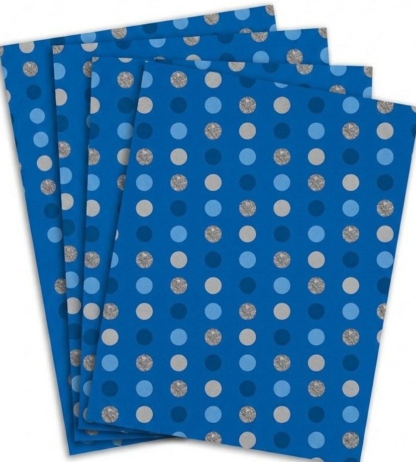 SimonElvin - Flat Gift Wrap With 2 Gift Tags - Polka Dots Design - 6 Pcs