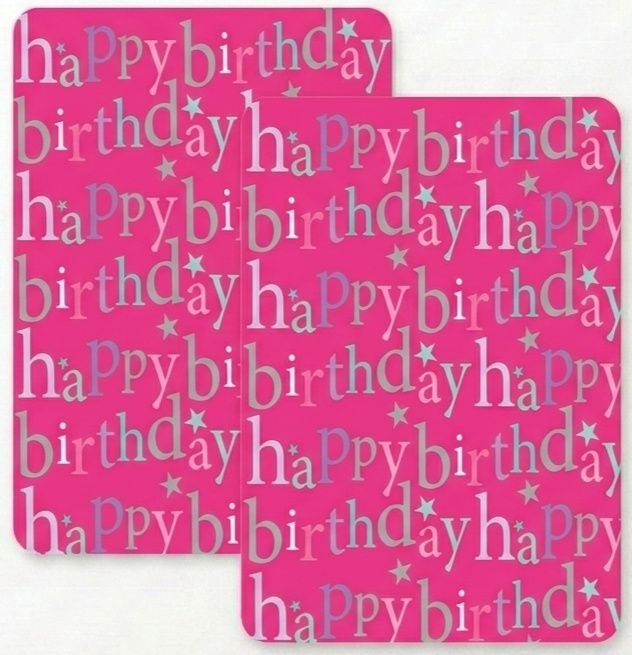 SimonElvin - Flat Gift Wrap & Tag Set - Designer Happy Birthday Writing - 6 Pcs