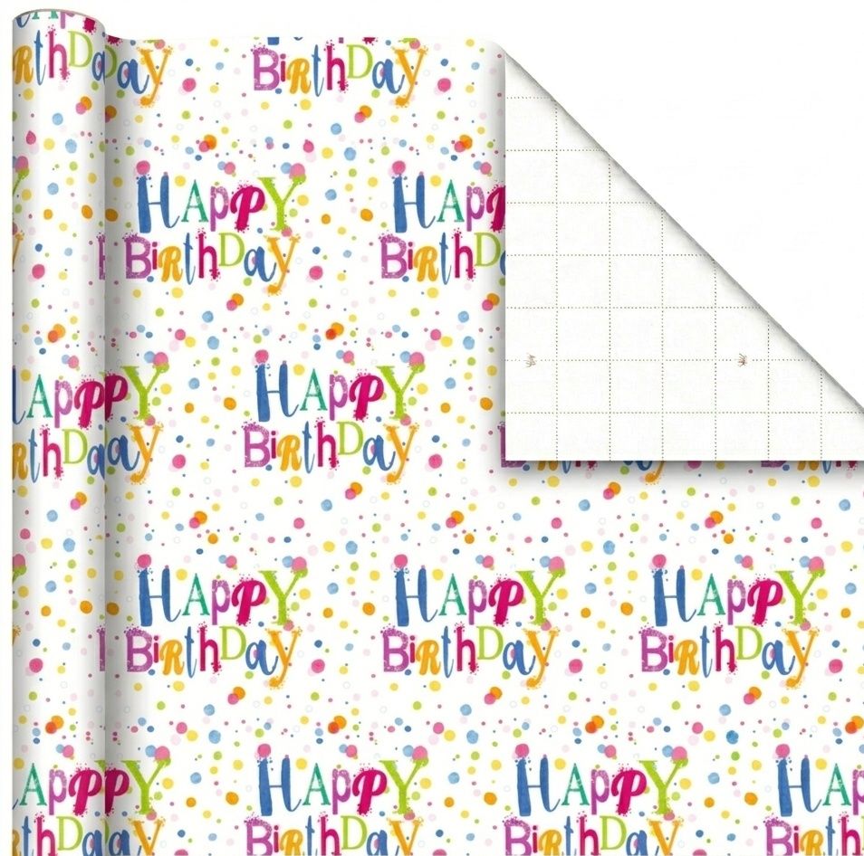 SimonElvin - Flat Gift Wrap With Tag Set - Designer Happy Birthday - 6 Pcs