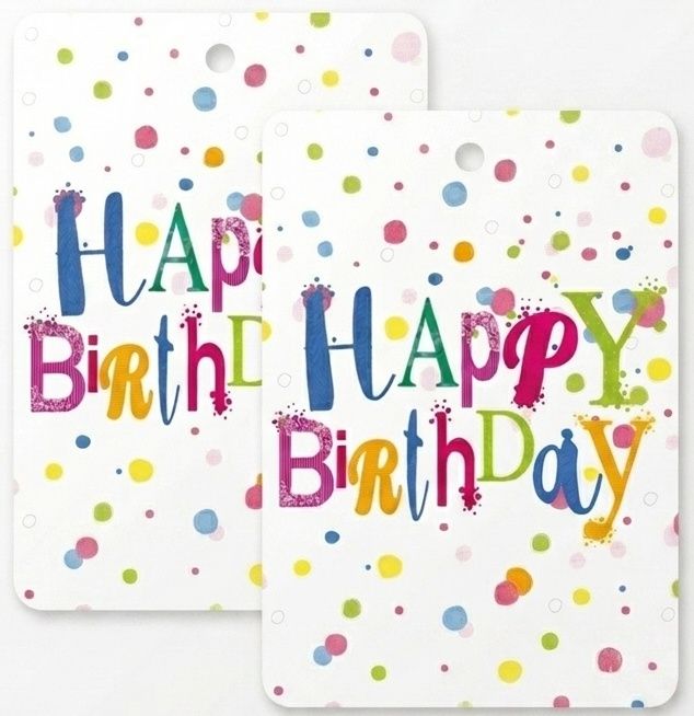 SimonElvin - Flat Gift Wrap With Tag Set - Designer Happy Birthday - 6 Pcs