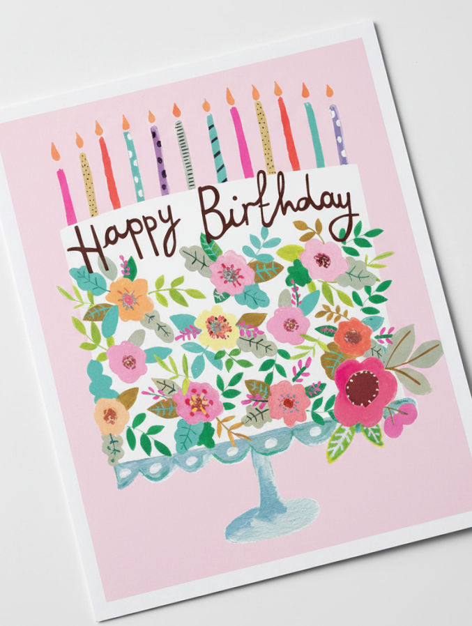 PaperSalad - Blank Card - Happy Birthday Flower Cake In Pink