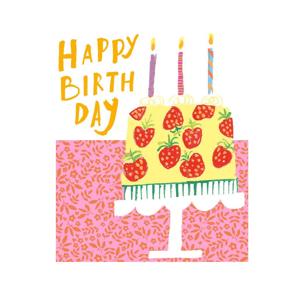 PaperSalad - Happy Birthday Blank Greeting Card - Strawberry Cake