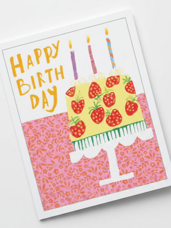 PaperSalad - Happy Birthday Blank Greeting Card - Strawberry Cake