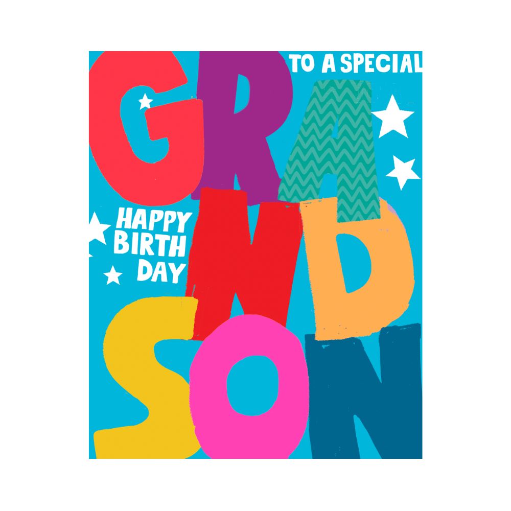 PaperSalad - Happy Birthday Grandson Blank Greeting Card - Multicolor