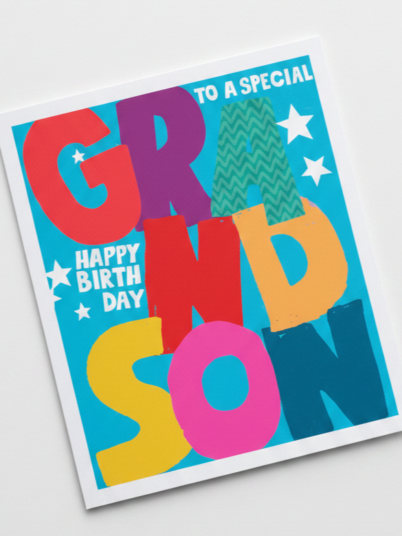 PaperSalad - Happy Birthday Grandson Blank Greeting Card - Multicolor