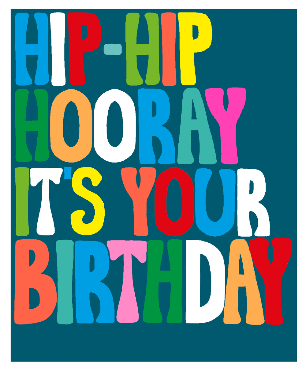PaperSalad - Hip Hip Hooray Happy Birthday Blank Greeting Card - Multicolor