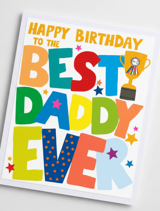 PaperSalad - Best Daddy Ever Happy Birthday Blank Greeting Card - Multicolor