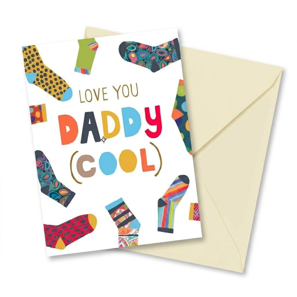 PaperSalad - Love You Daddy Cool Father's Day Blank Greeting Card - Multicolor