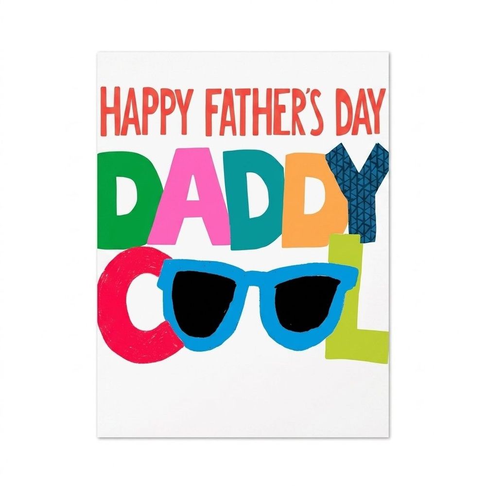 PaperSalad - Happy Father's Day Daddy Cool Blank Greeting Card - Multicolor