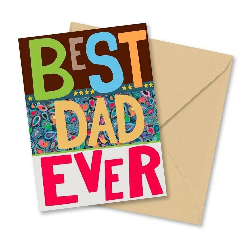 PaperSalad - Best Dad Ever Blank Greeting Card - Multicolor