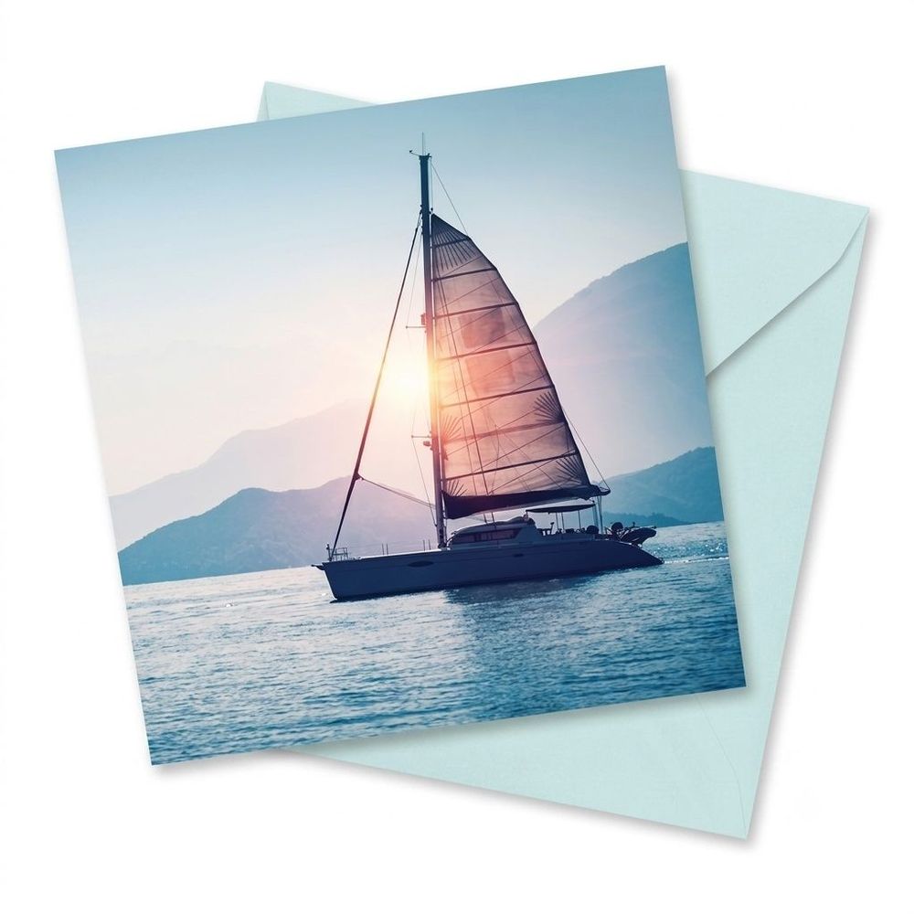 Ling Design - Blank Calm Water Boat Scenic Greeting Card - Multicolor
