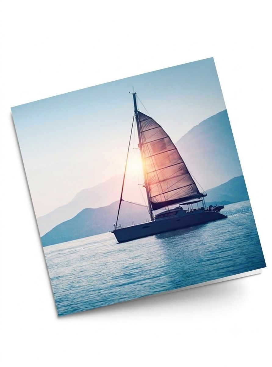Ling Design - Blank Calm Water Boat Scenic Greeting Card - Multicolor