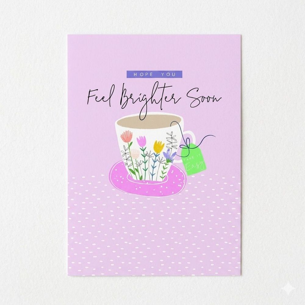 Laura Darrington Design - Get Well Greeting Card - Feel Brighter Soon