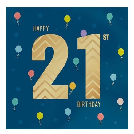 Heyyy - Happy 21st Birthday Tiny Balloons Blank Greeting Card