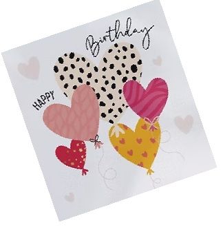Heyyy - Happy Birthday Heart Balloons Blank Greeting Card