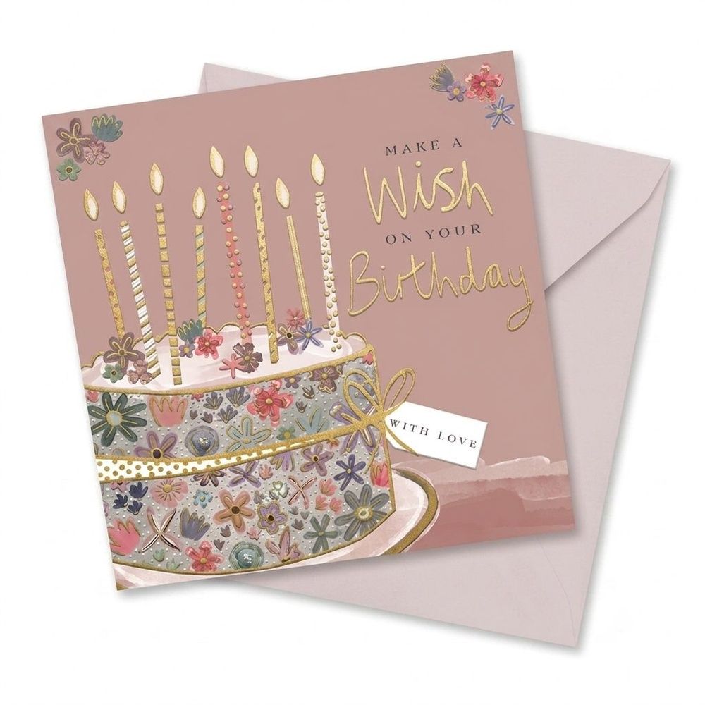 Ling Design - Make A Wish On Your Birthday Candles Greeting Card - Pink