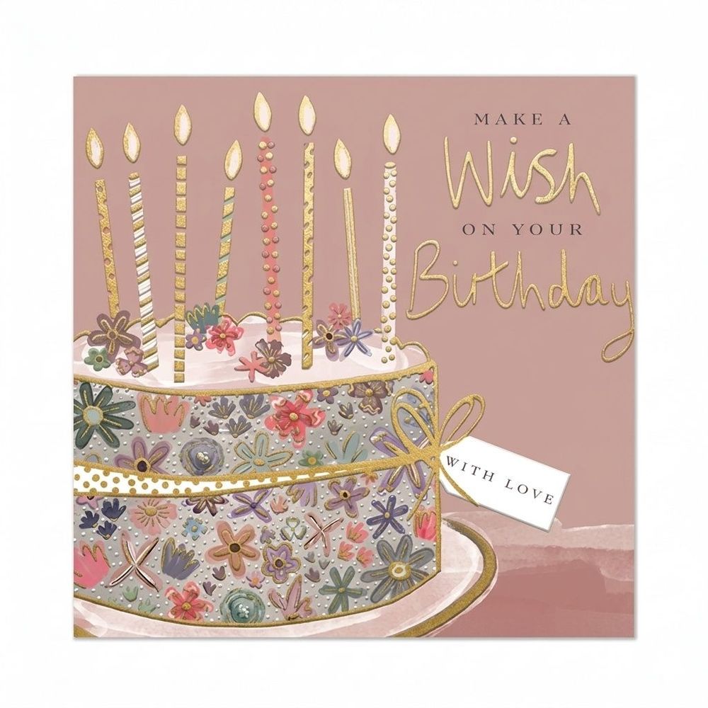 Ling Design - Make A Wish On Your Birthday Candles Greeting Card - Pink