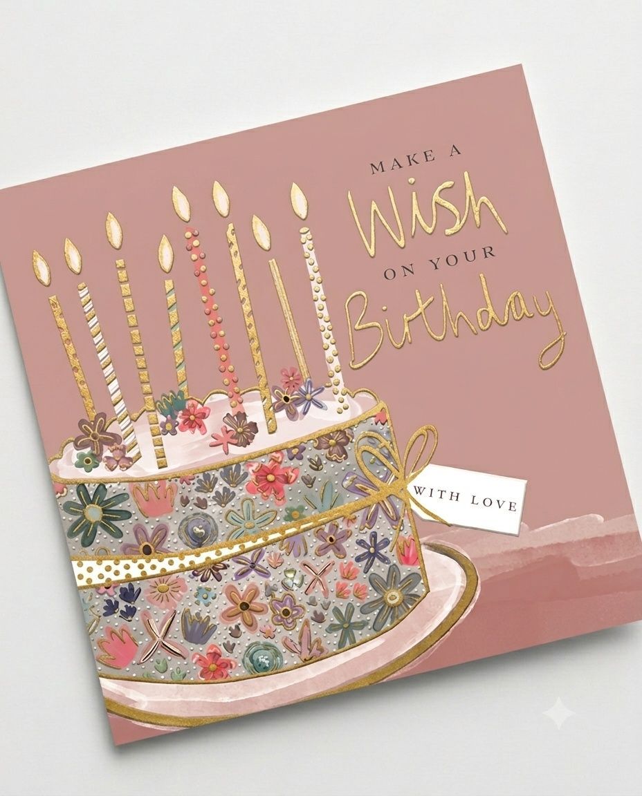 Ling Design - Make A Wish On Your Birthday Candles Greeting Card - Pink