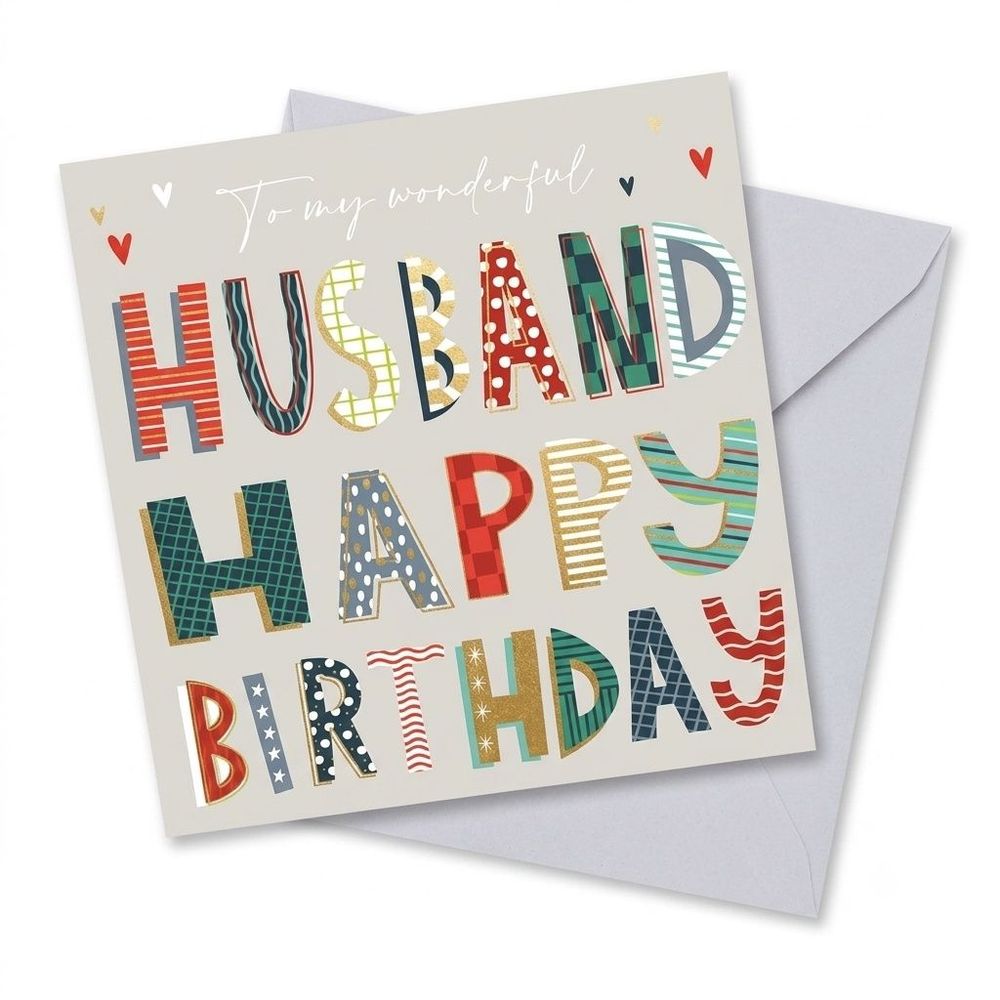 Ling Design - Wonderful Husband Happy Birthday Greeting Card - White