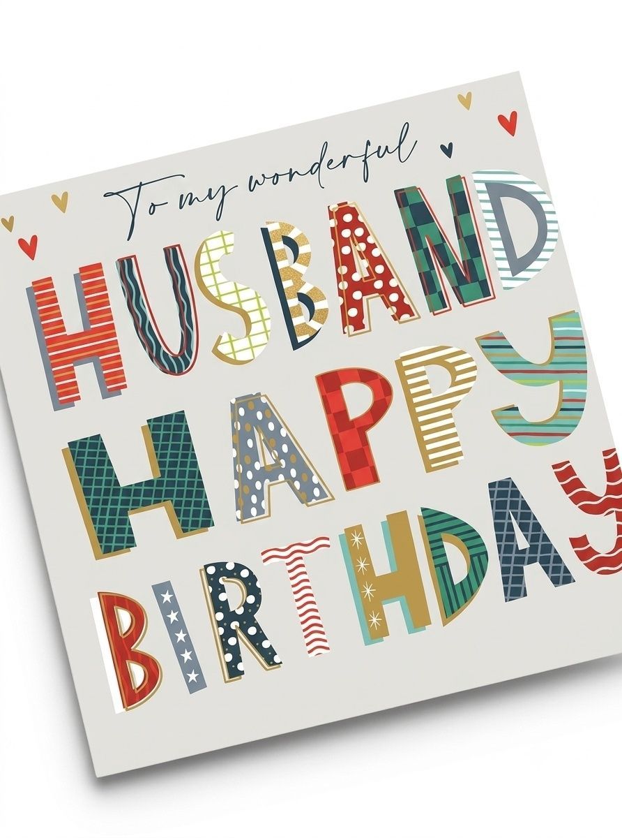 Ling Design - Wonderful Husband Happy Birthday Greeting Card - White