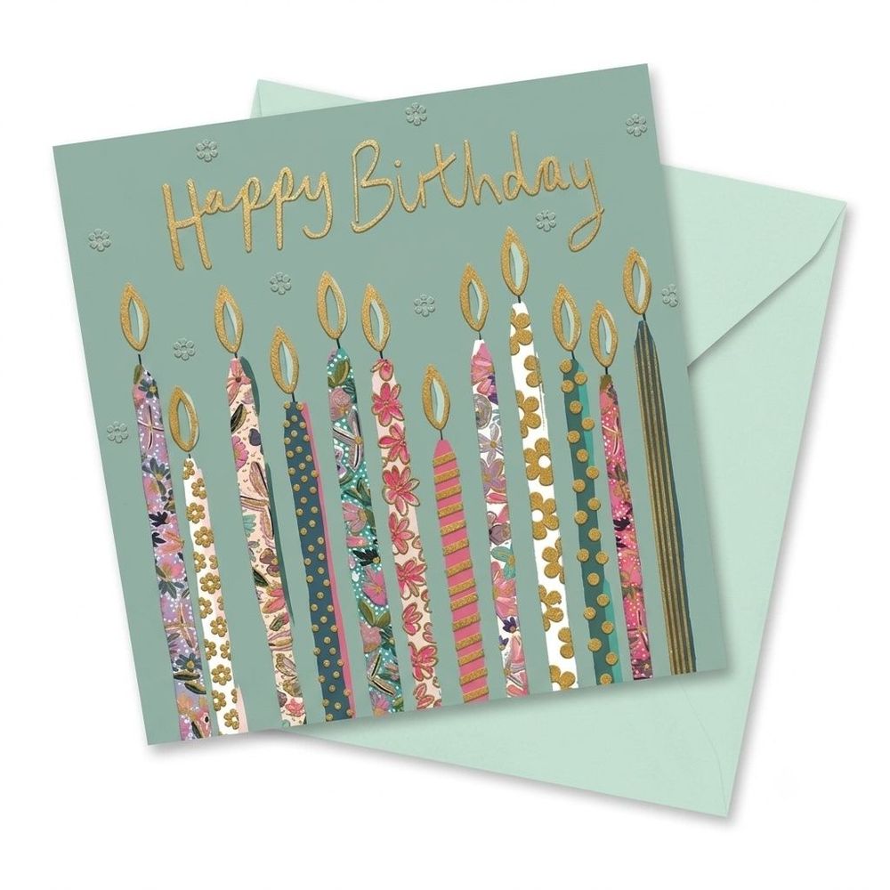 Ling Design - Happy Birthday Candles Greeting Card - Green