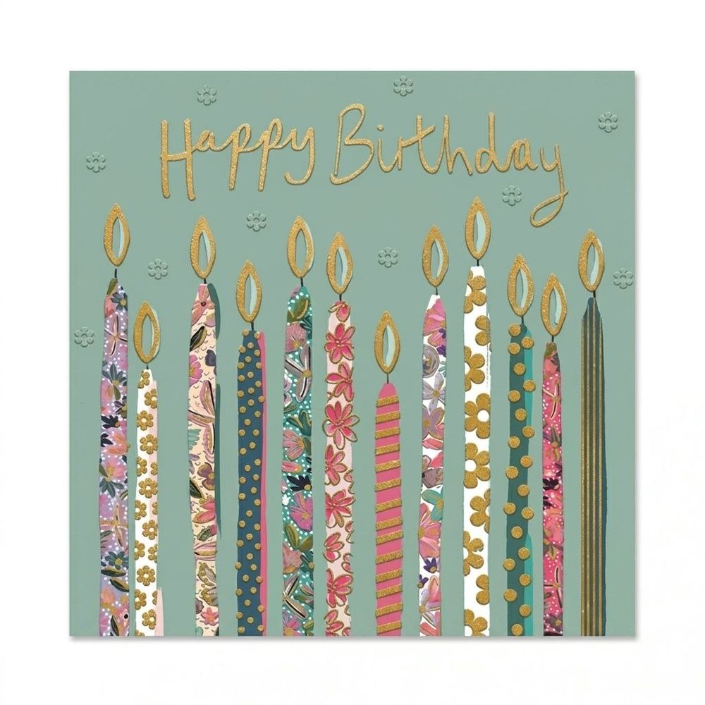 Ling Design - Happy Birthday Candles Greeting Card - Green