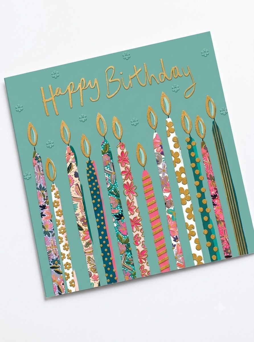 Ling Design - Happy Birthday Candles Greeting Card - Green