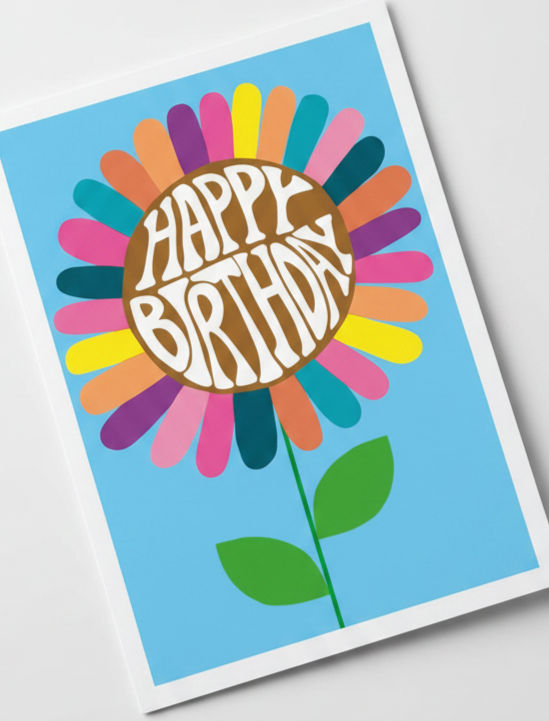 PaperSalad - Big Flower Happy Birthday Blank Greeting Card - Multicolor