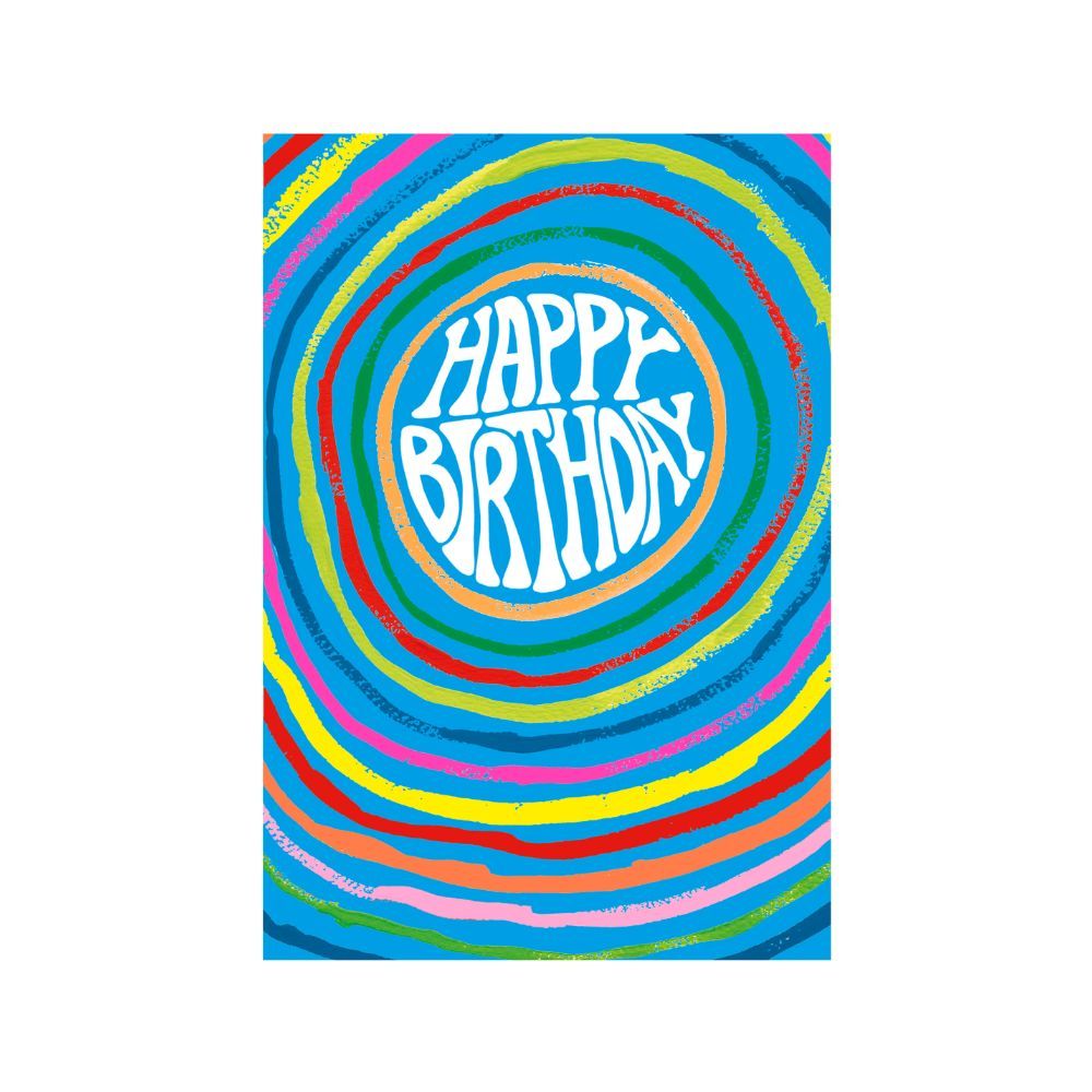 PaperSalad - Happy Birthday Blank Greeting Card - Psychedelic Circles