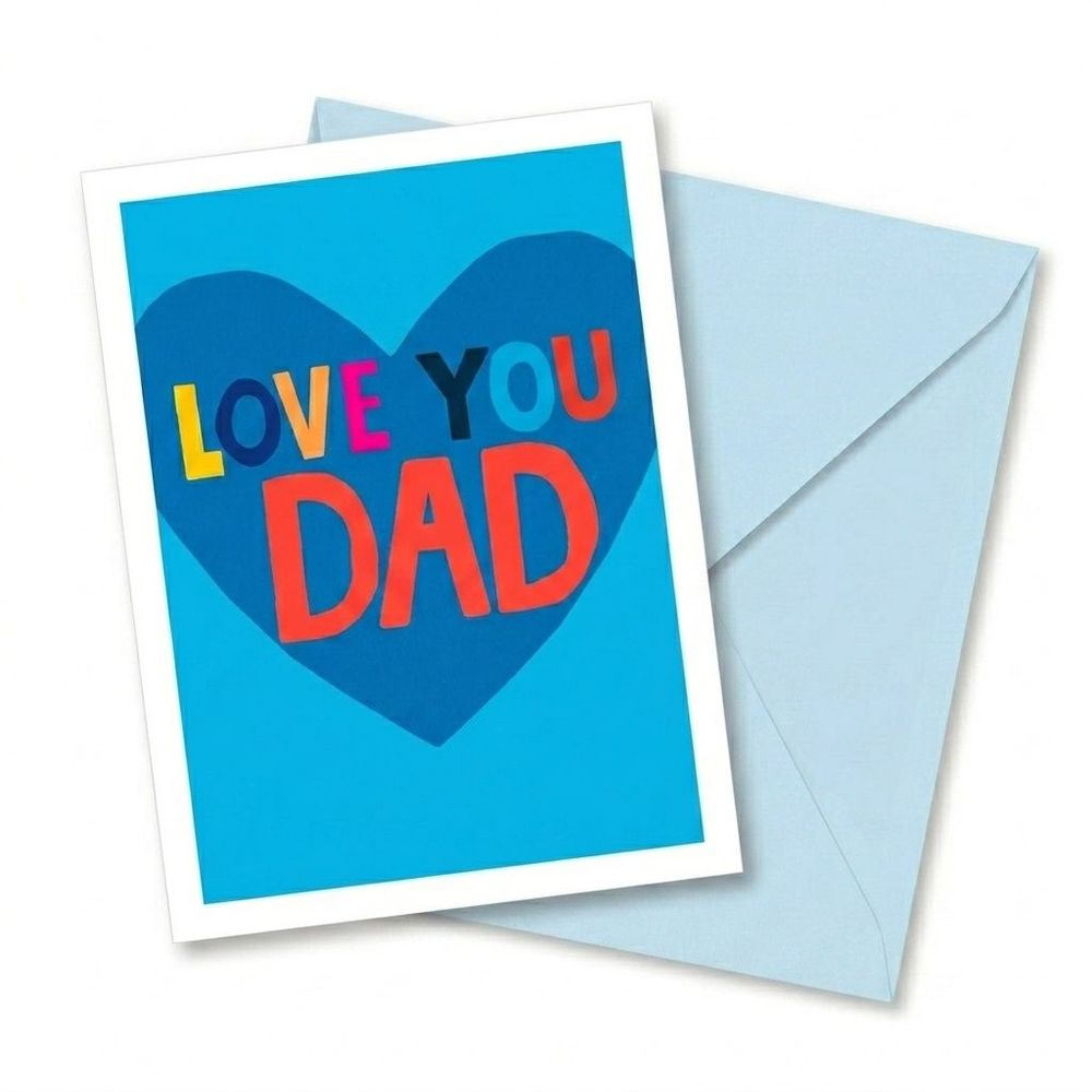 PaperSalad - Love You Dad Father's Day Blank Greeting Card - Blue