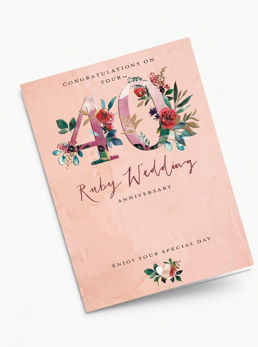 Ling Design - On Your 40th Ruby Wedding Anniversary Greeting Card - Pink