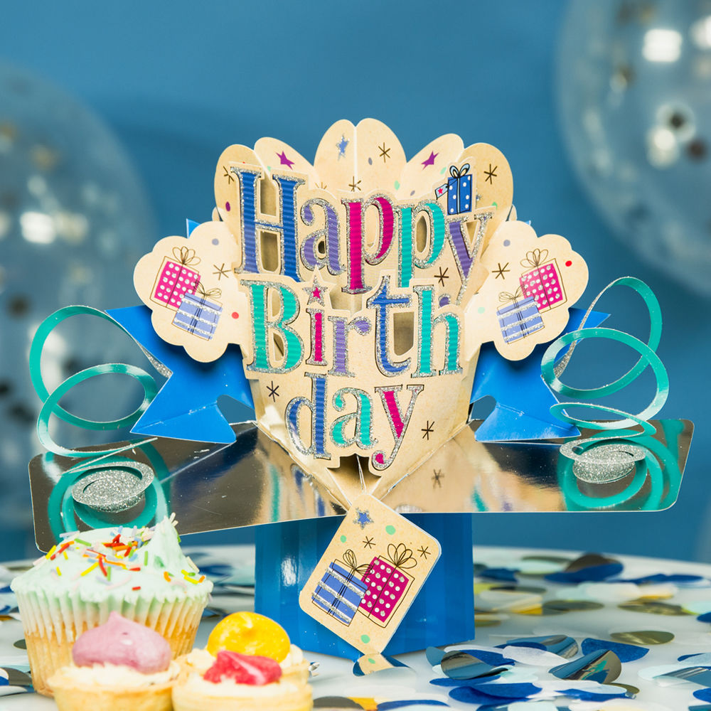 Second Nature - 3D Pop-Up Happy Birthday Greeting Card - Multicolor
