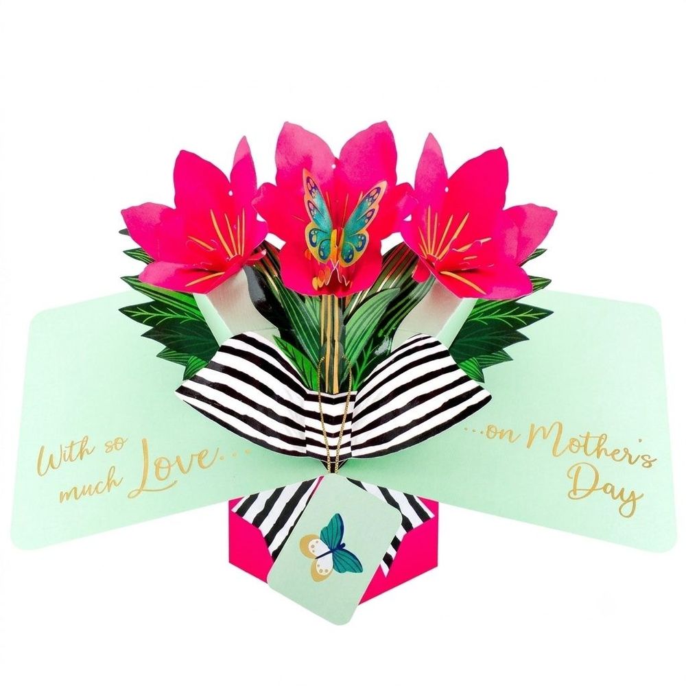 Second Nature - 3D Pop-Up Amaryllis Mother's Day Greeting Card - Multicolor