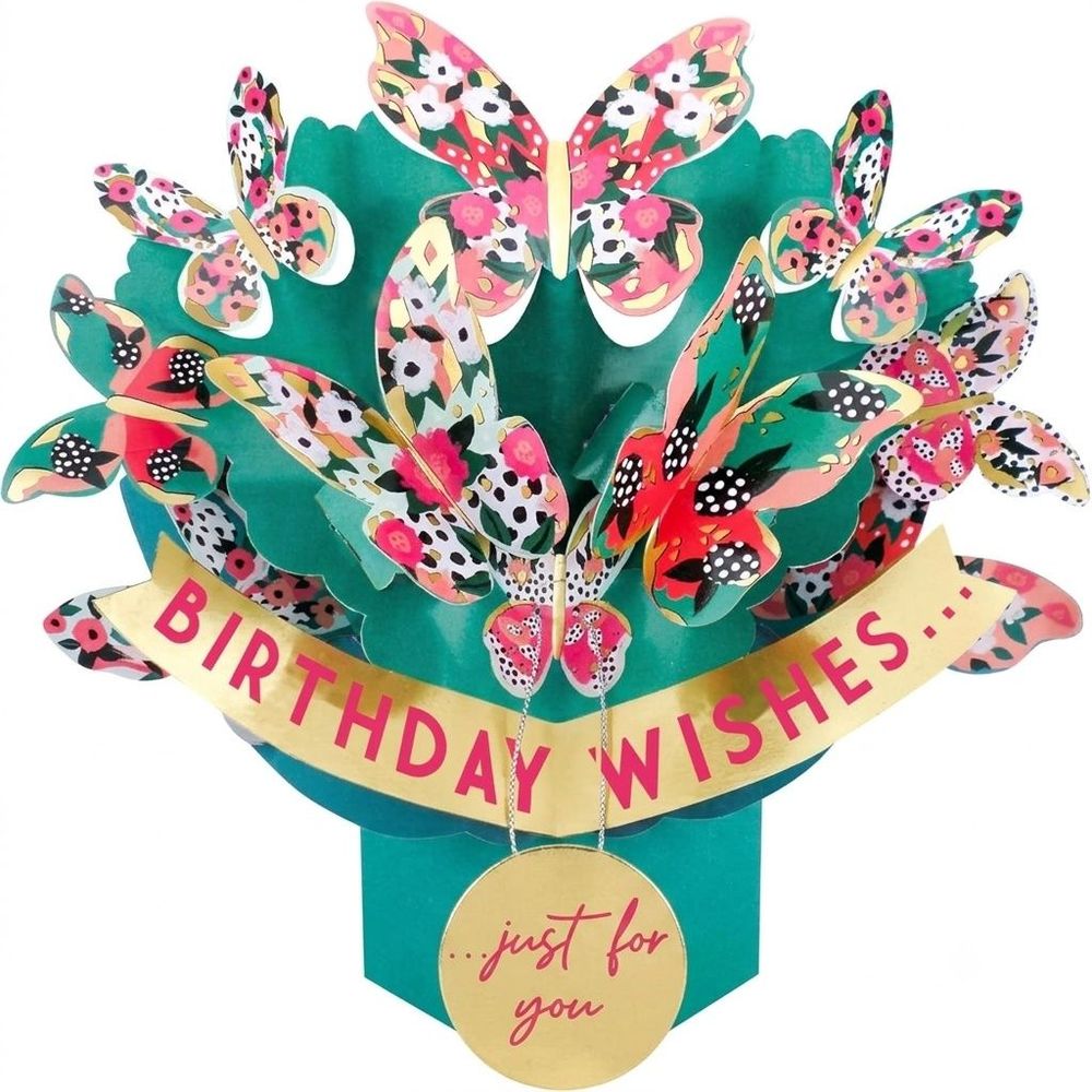 Second Nature - Pop-Up Birthday Greeting Card - 3D Floral Butterfly
