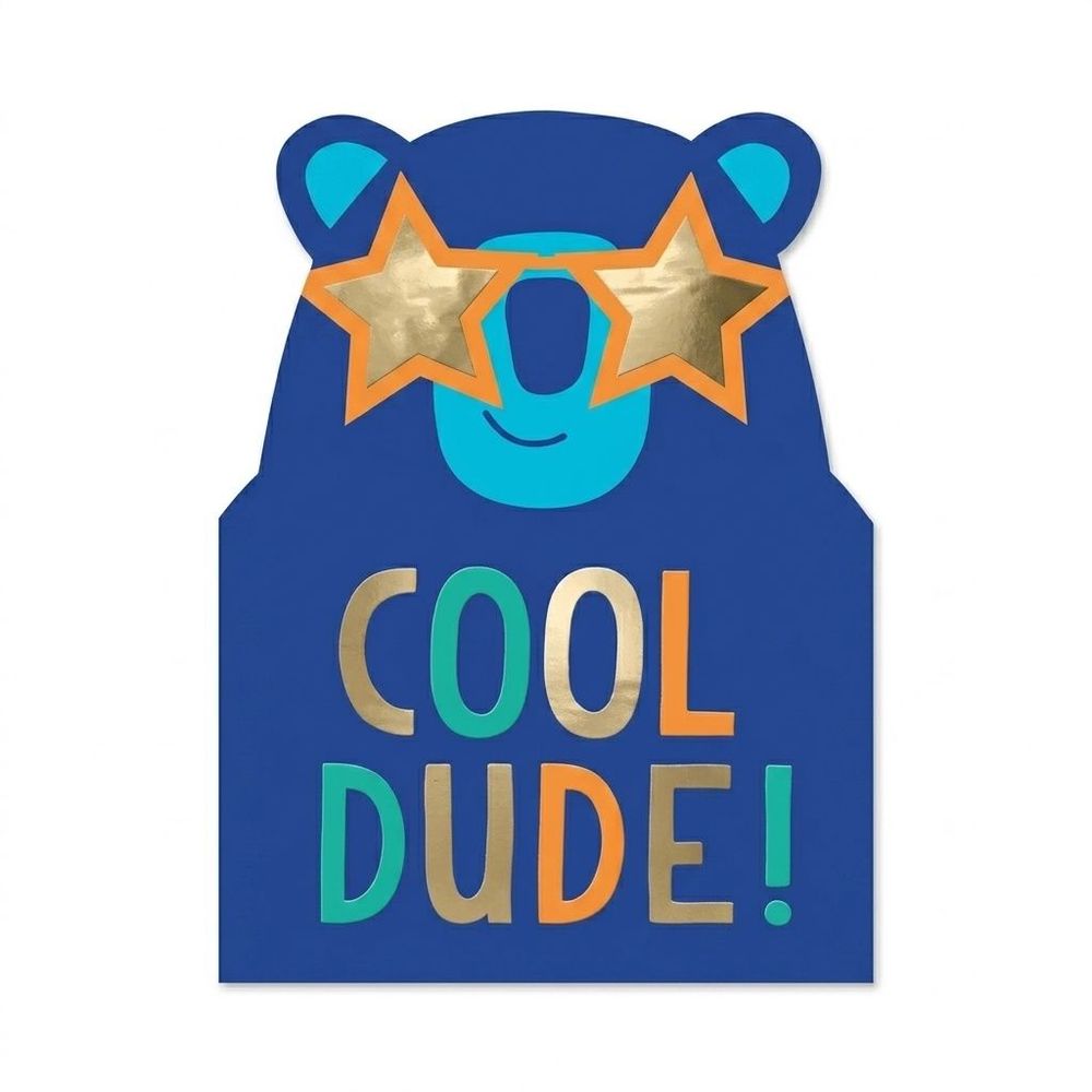 Second Nature - Cool Dude Bear Happy Birthday Greeting Card - Blue