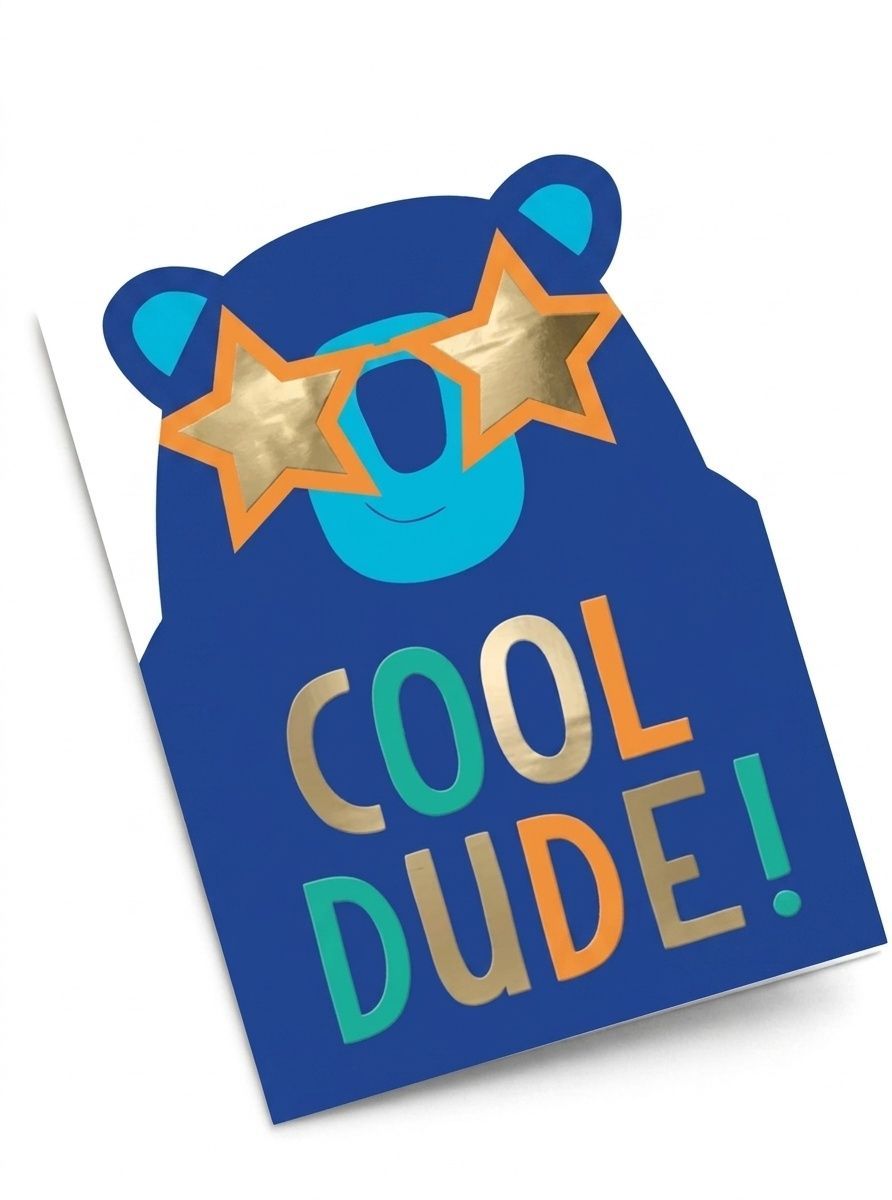 Second Nature - Cool Dude Bear Happy Birthday Greeting Card - Blue