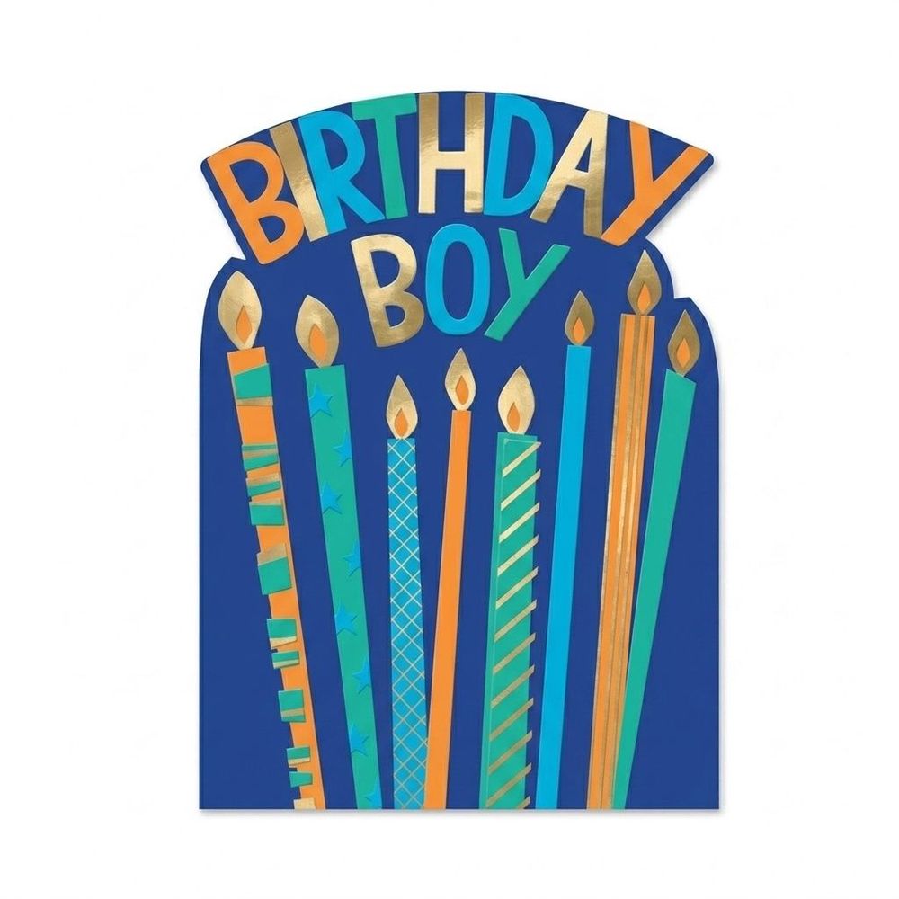 Second Nature - Birthday Boy Candles Greeting Card - Blue