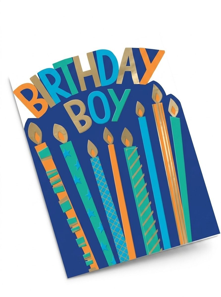 Second Nature - Birthday Boy Candles Greeting Card - Blue