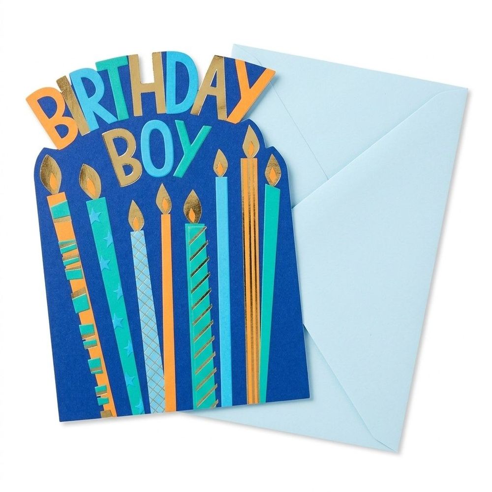 Second Nature - Birthday Boy Candles Greeting Card - Blue