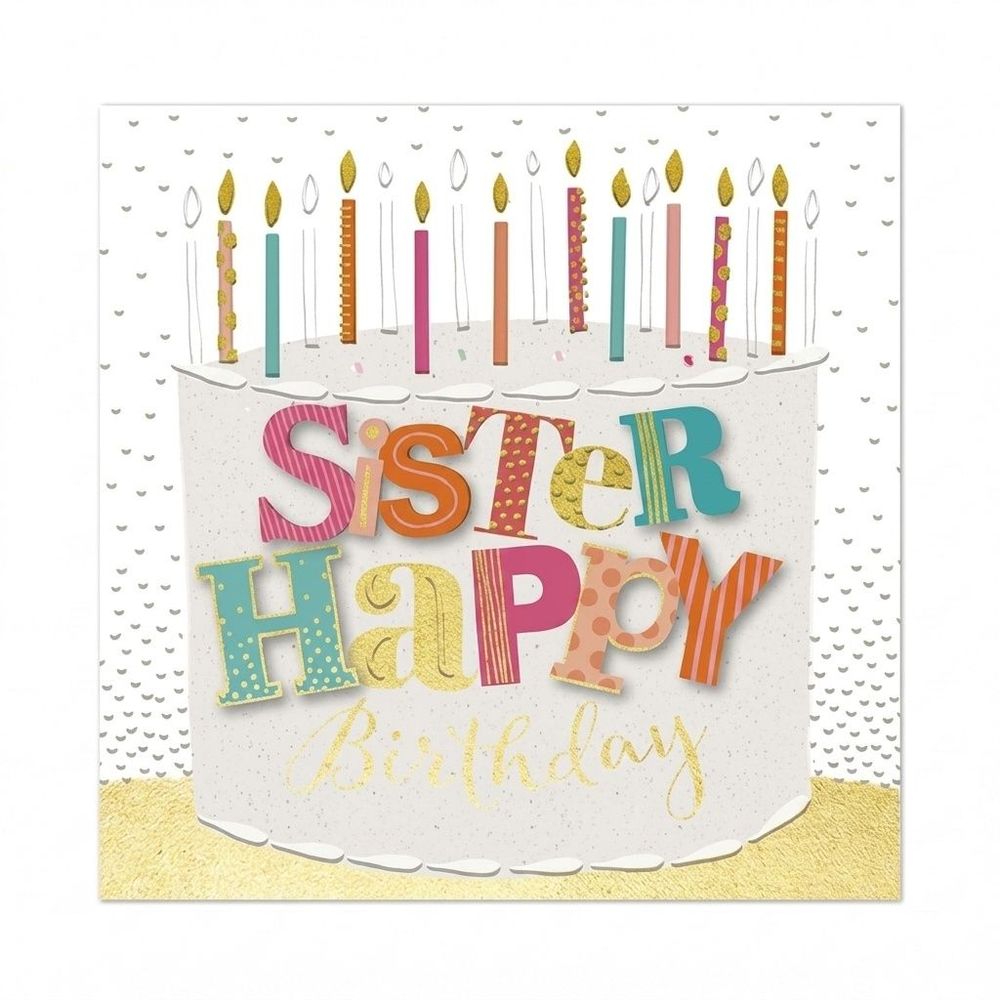 Ling Design - Sister Happy Birthday Lovely Cake Greeting Card - Multicolor