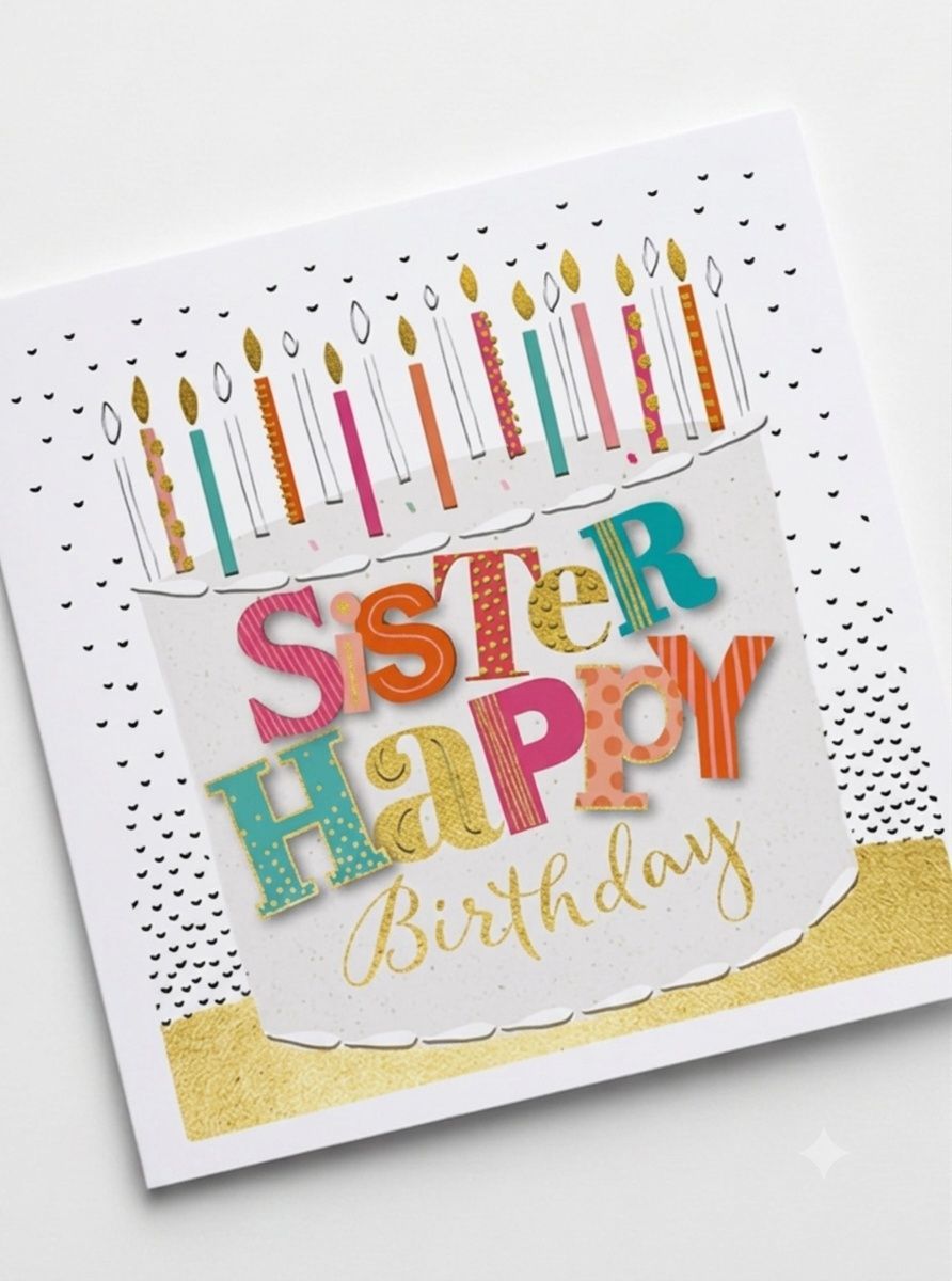 Ling Design - Sister Happy Birthday Lovely Cake Greeting Card - Multicolor